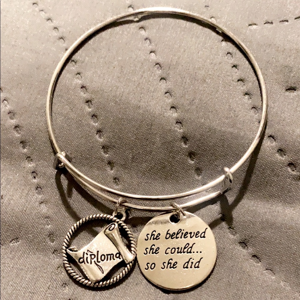 Silver Expandable Bracelet with Charms
